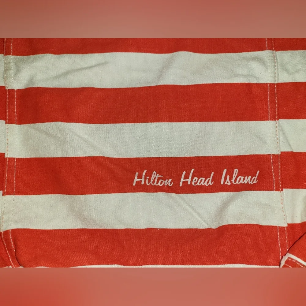 Hilton Head Island Striped Canvas Beach Tote Bag